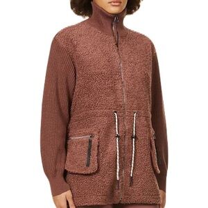 Varley Anthropologie Westwood Mock-Neck Fleece And Cotton-Knit Jacket Size Med